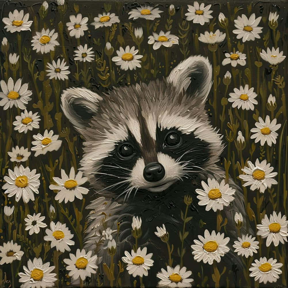 Baby Raccoon Fairycore Painting 2