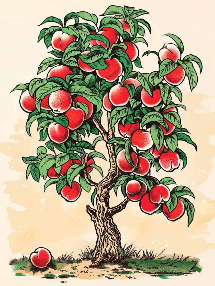 Peach Tree Storybook Illustration 2
