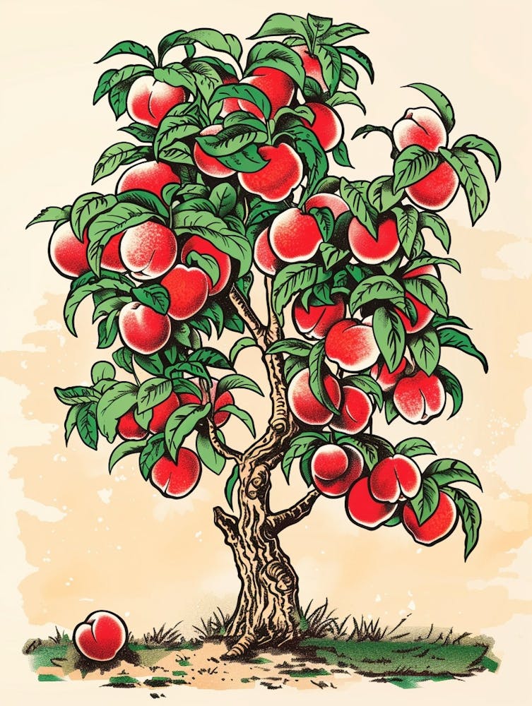 Peach Tree Storybook Illustration 2