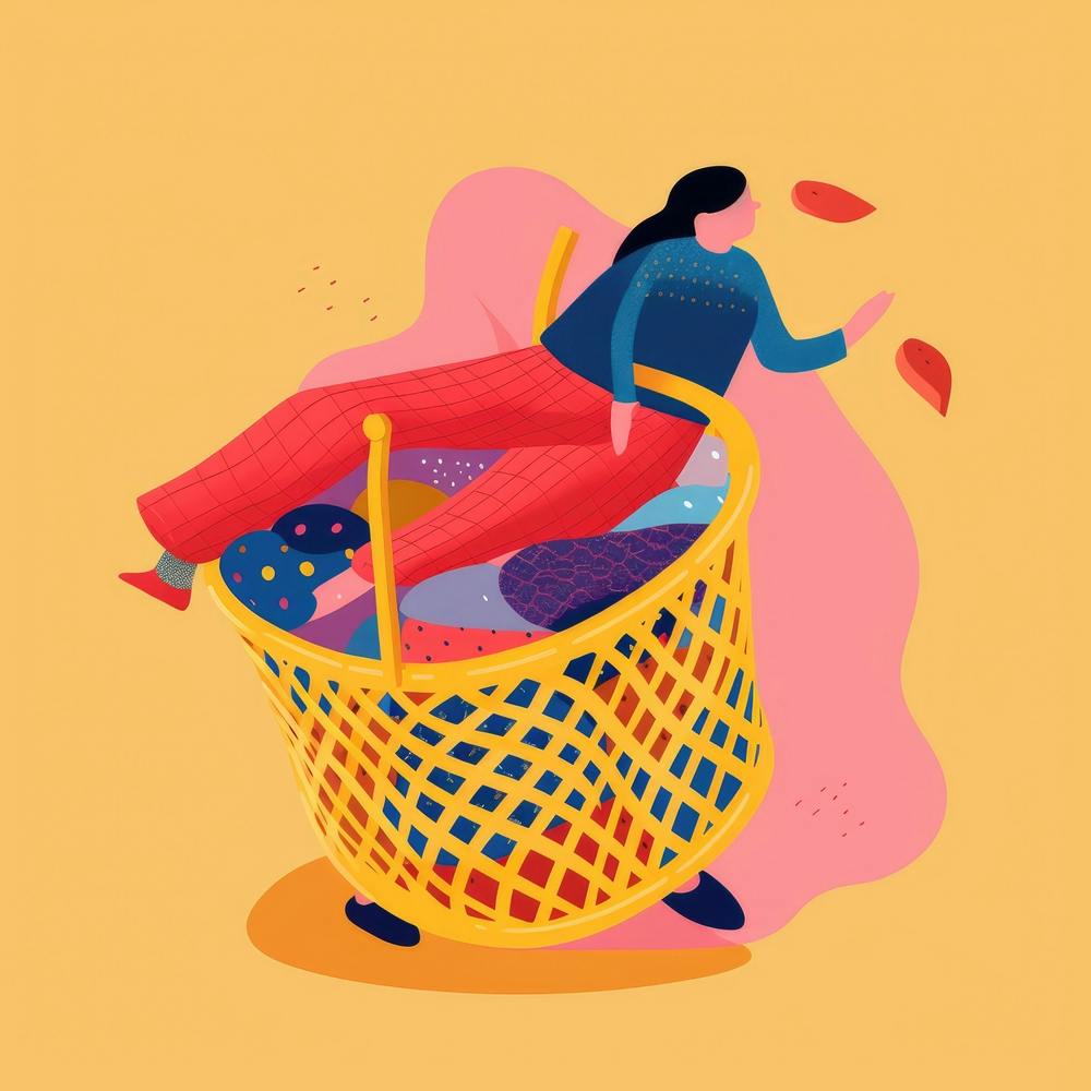Woman In Shopping Basket