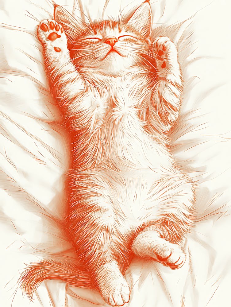 Cat Sleeping On The Bed