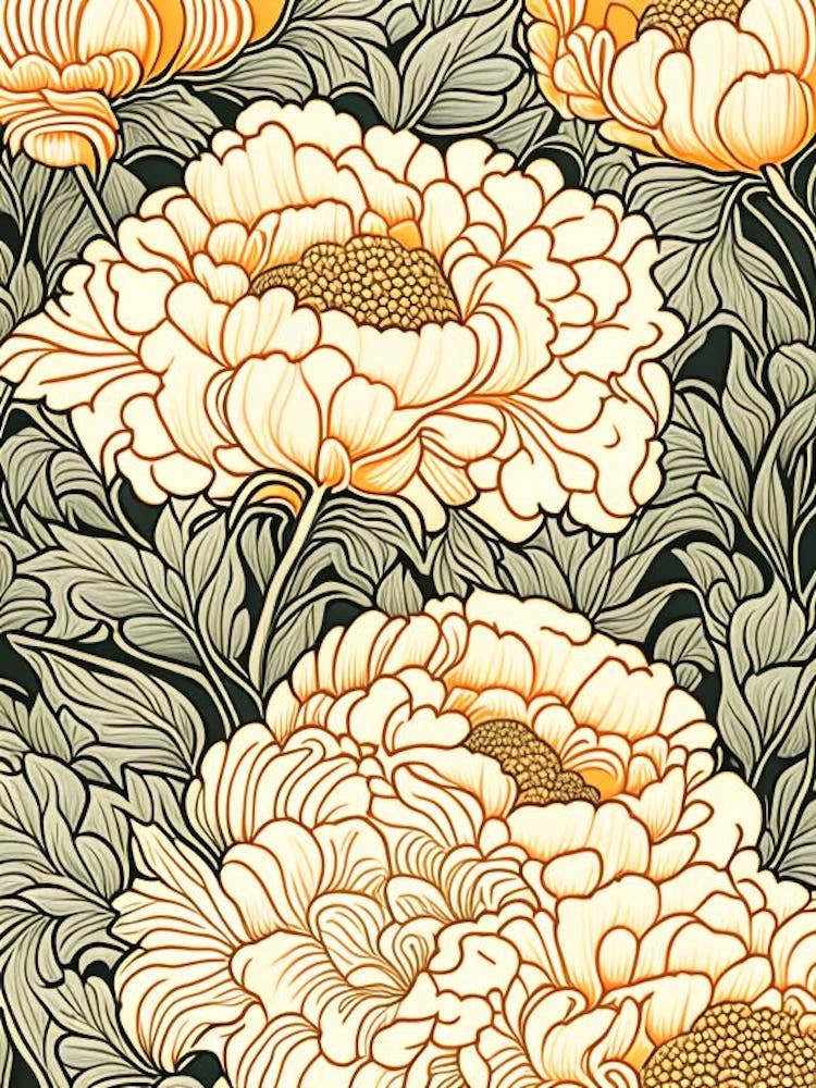 Karl Rosenfield Peonies 2 Orange Drawing