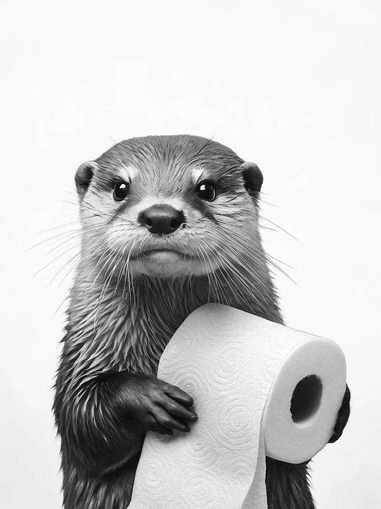 Otter Holding Toilet Paper 9