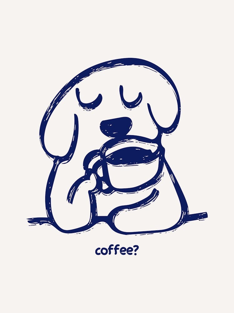 Coffee Dog Blue Poster