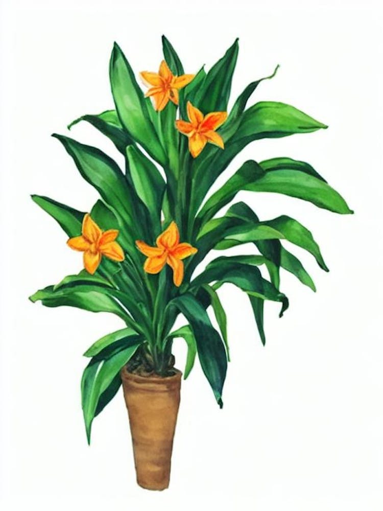 Clivia Lily (Clivia Miniata) Watercolor