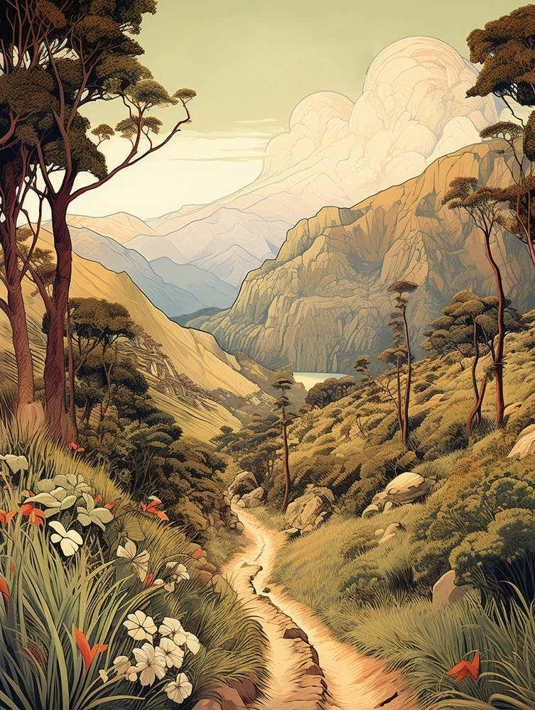 Inca Trail Peru 1 Vintage Travel Illustration