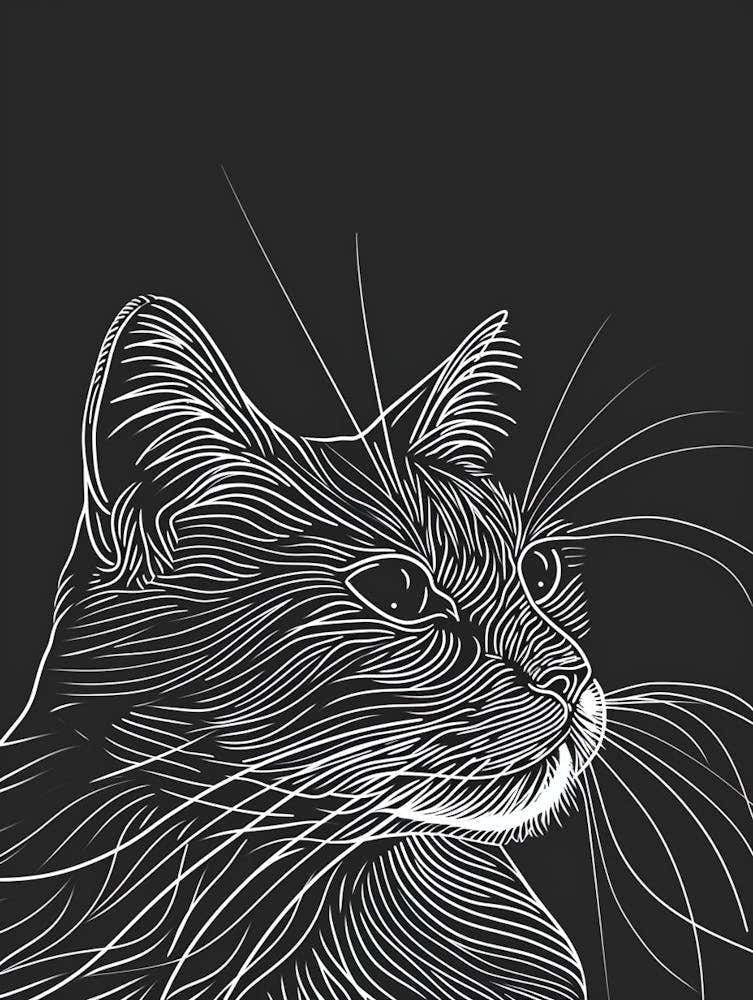 Manx Cat Minimalist Illustration 2