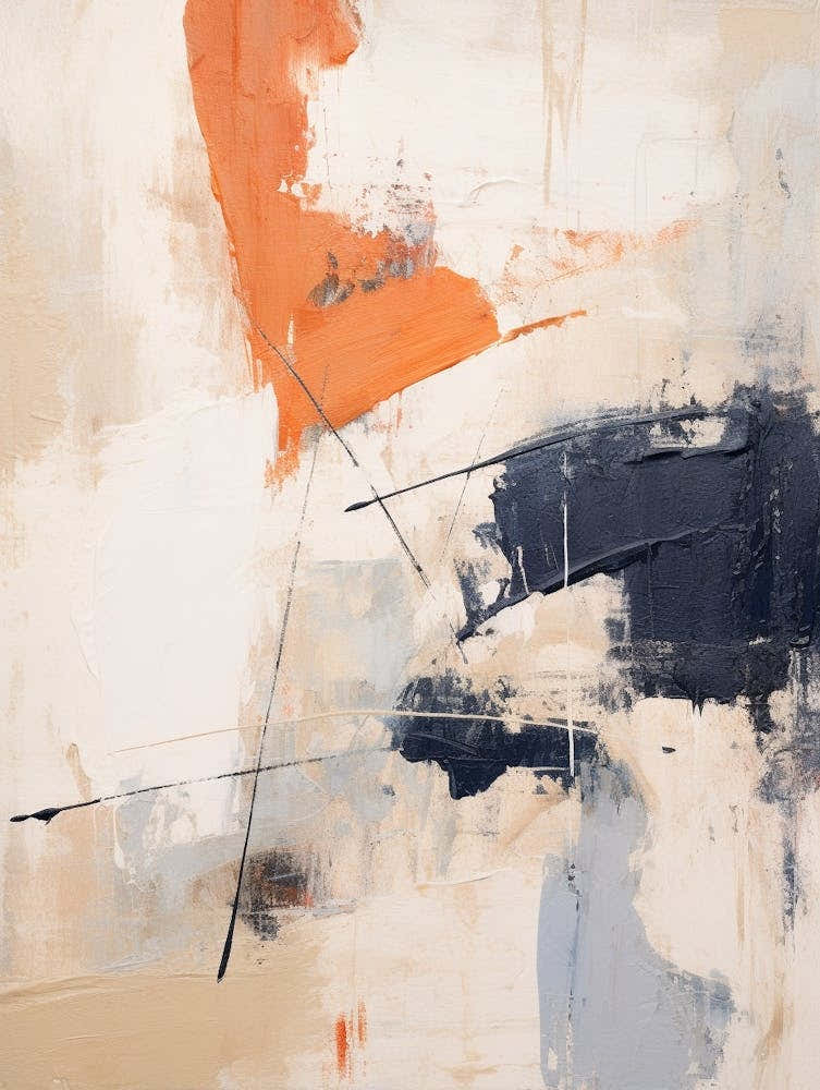 Navy And Orange Autumn Abstract Painting 9