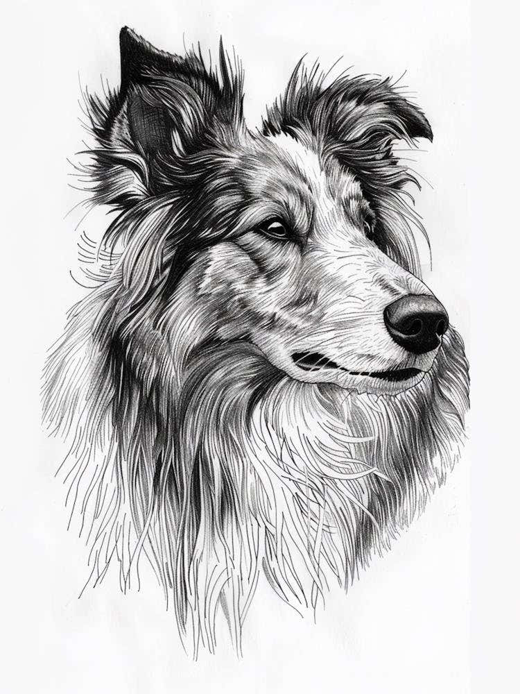 Sheep Dog Line Sketch 1