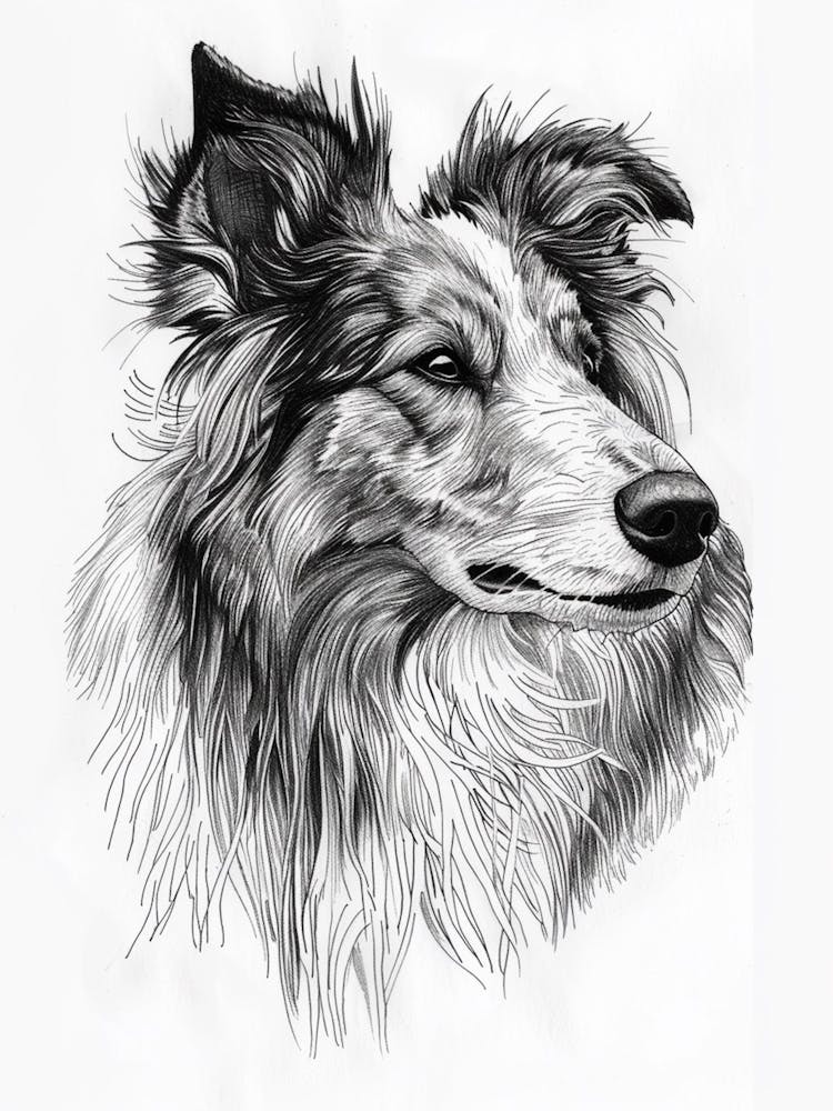 Sheep Dog Line Sketch 1