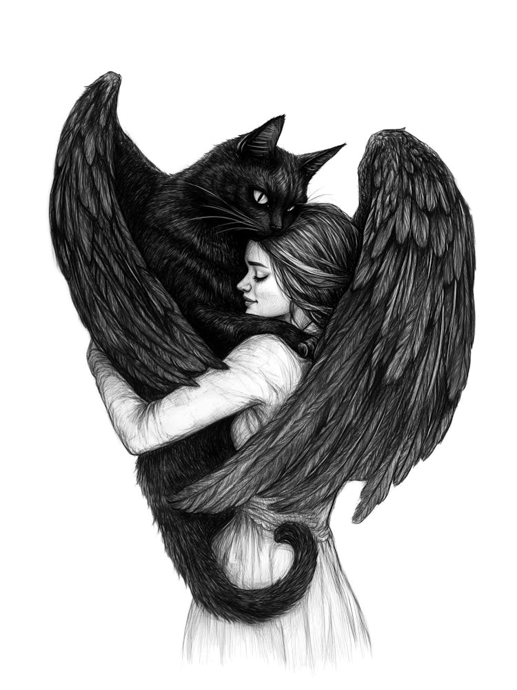 Black Cat With Wings 1
