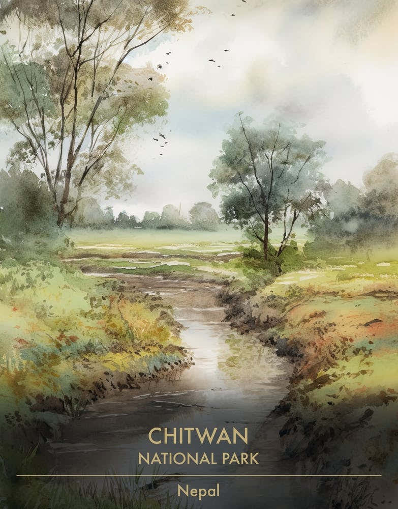 Chitwan National Park Nepal Watercolour 4
