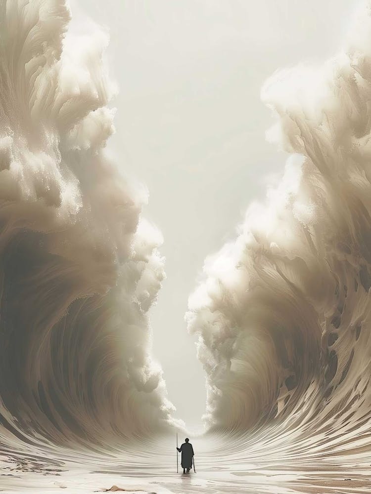 Moses Parting The Red Sea, Christian Painting, Jesus Art, Bible Art, Christian Faith, Moses Painting, Red Sea Psalms Prints, Scripture Art