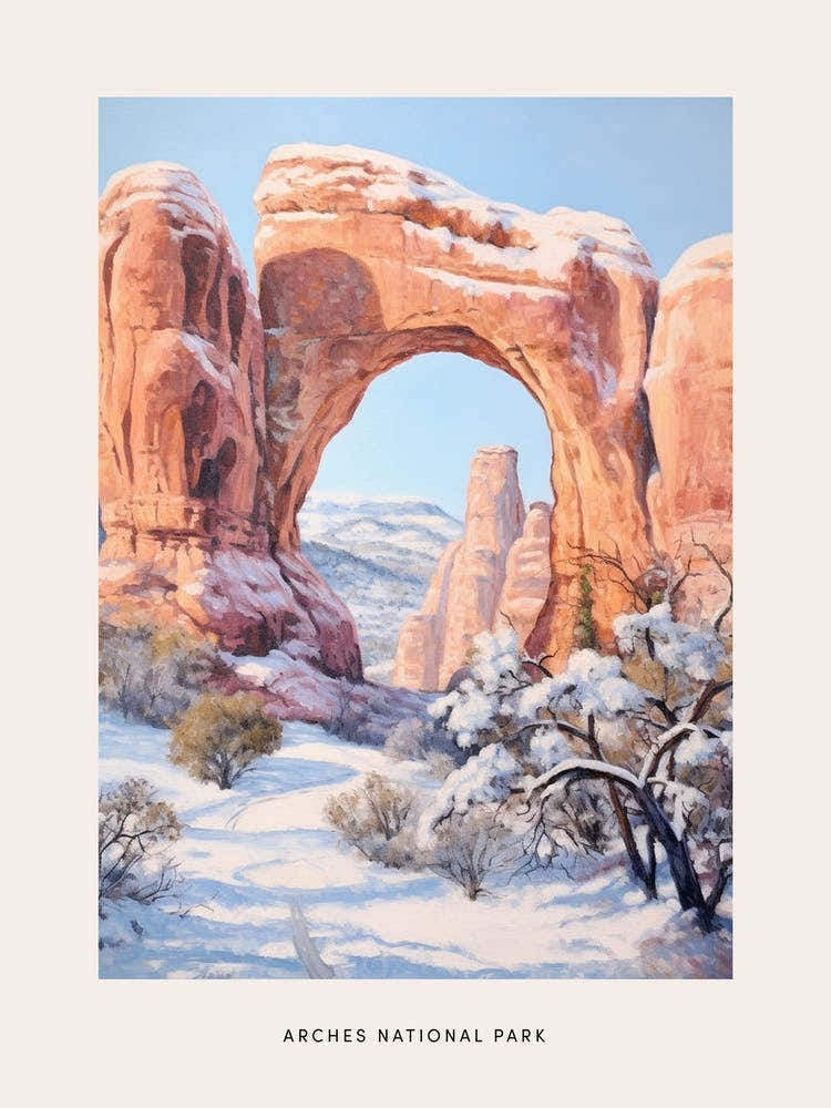 Dreamy Winter National Park Poster  Arches National Park United States 2