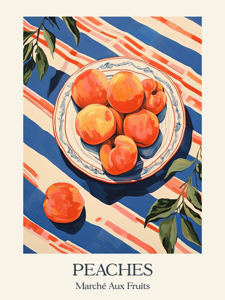 Marche Aux Fruits Peaches Fruit Summer Illustration 7