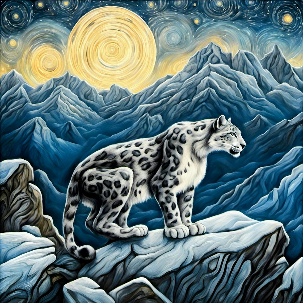 Snow Leopard At Night