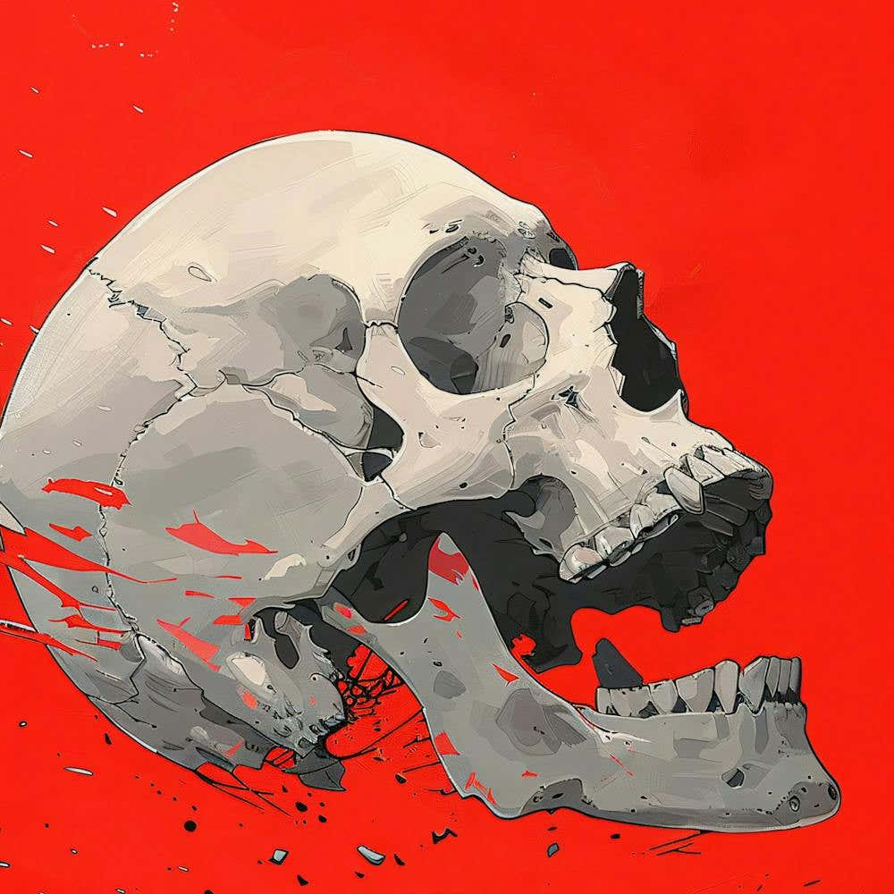 Skull On Red Background