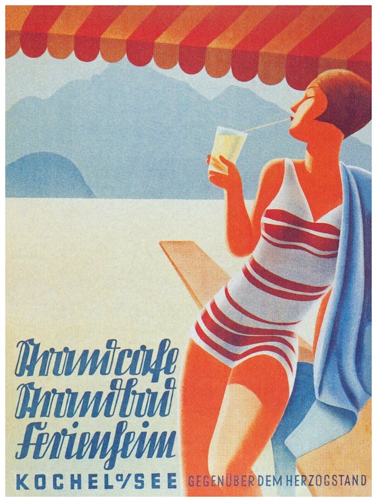 Woman In A Bathing Suit, Summer, Germany Vintage Travel Poster
