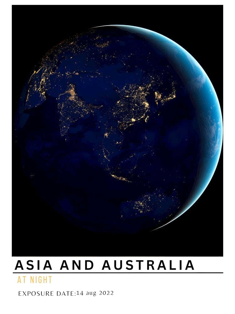 Asia And Australia At Night