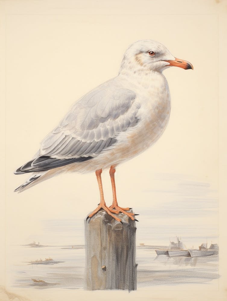 Vintage Bird Drawing Seagull 1