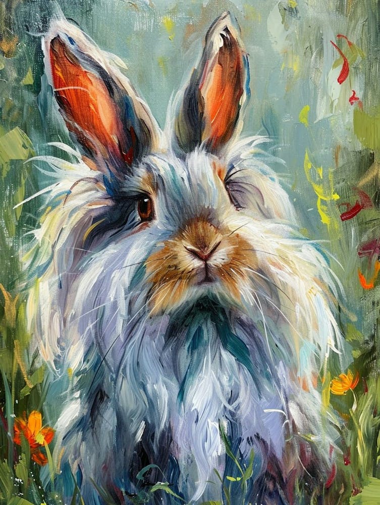 English Angora Rabbit Painting 1