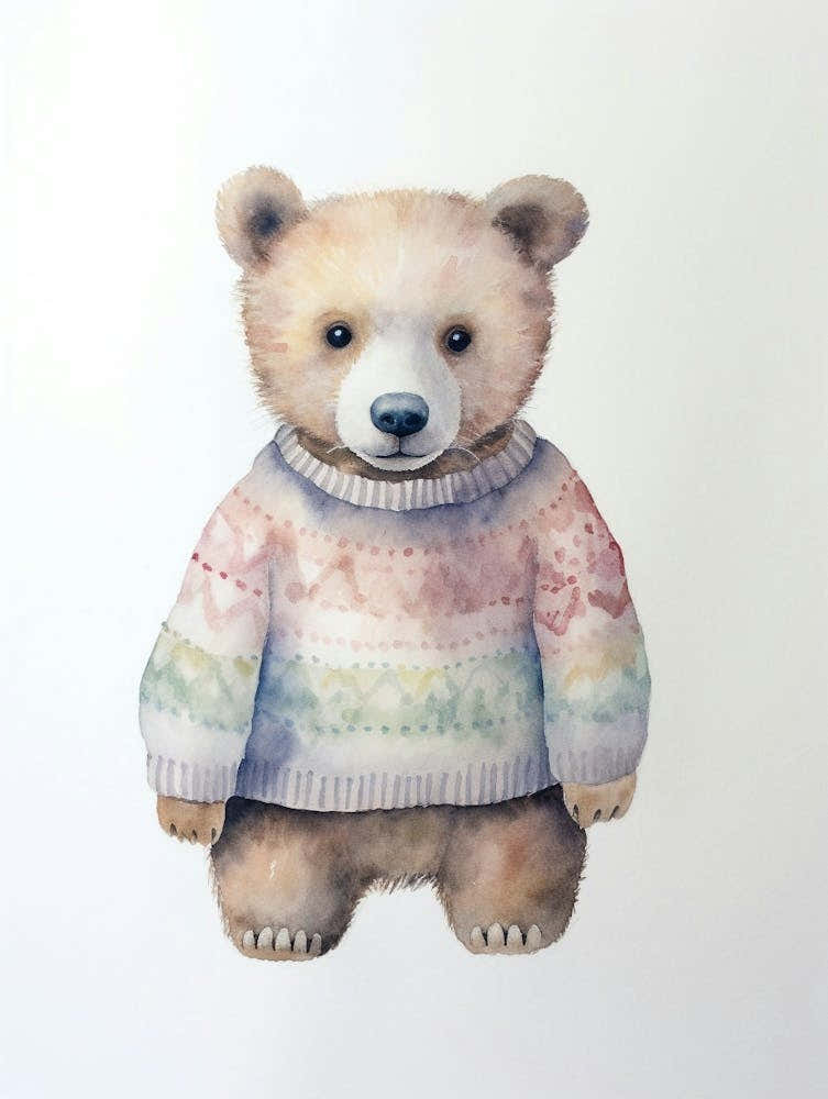Baby Animal Watercolour Bear 3
