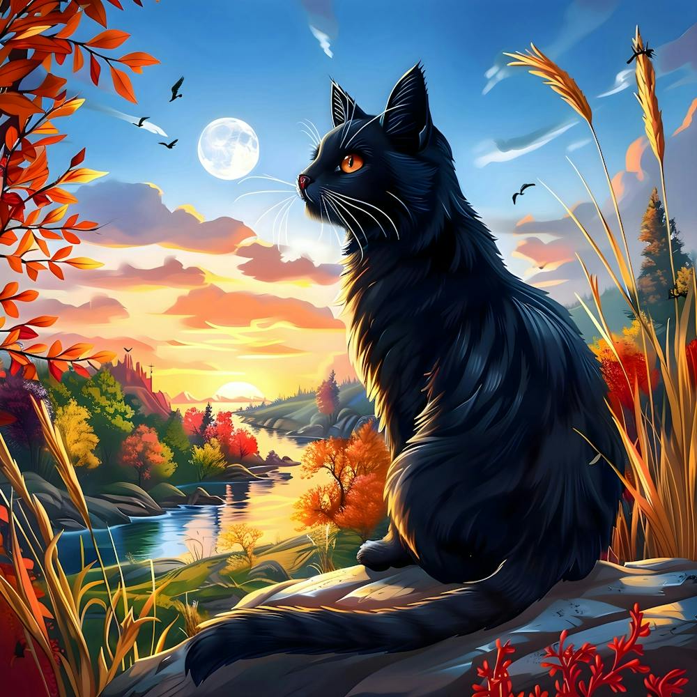 Black Cat Moonrise