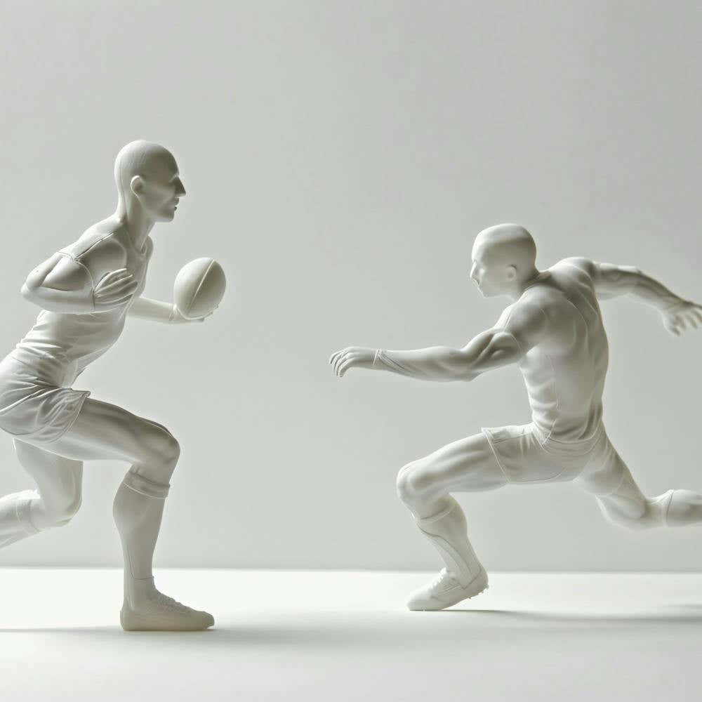 Two Men Playing Rugby