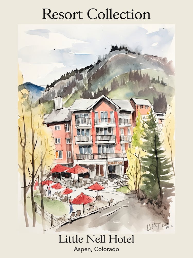 Poster Of Little Nell Hotel   Aspen, Colorado   Resort Collection Storybook Illustration 3
