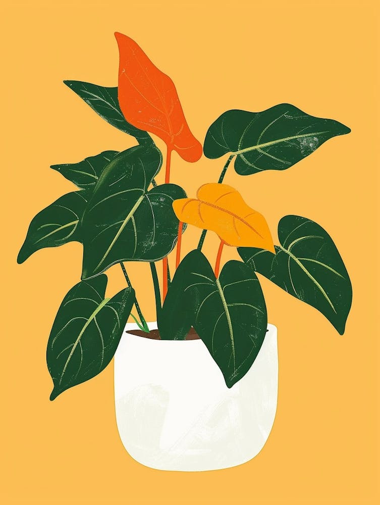 Philodendron Plant Minimalist Illustration 1