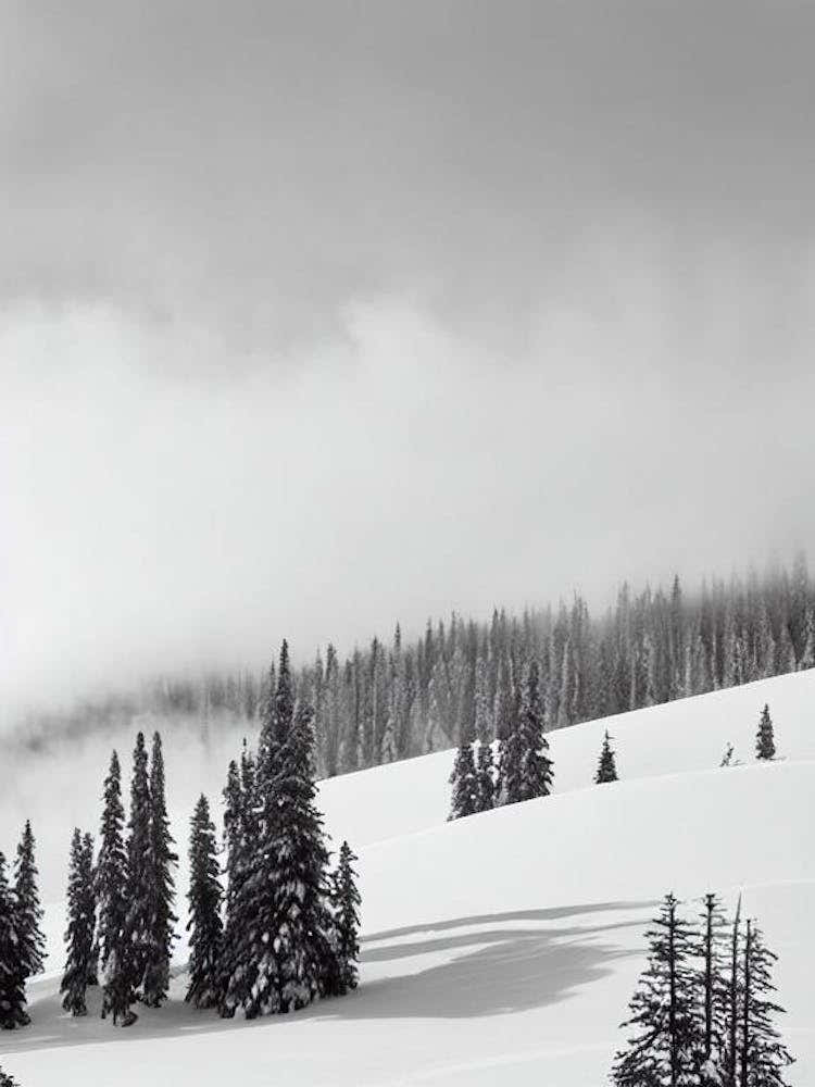 Ruka, Finland Black And White Skiing Poster