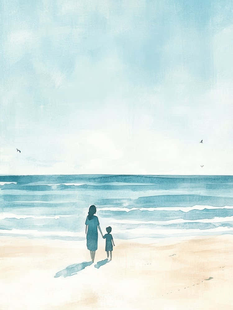 Mother And Child On The Beach