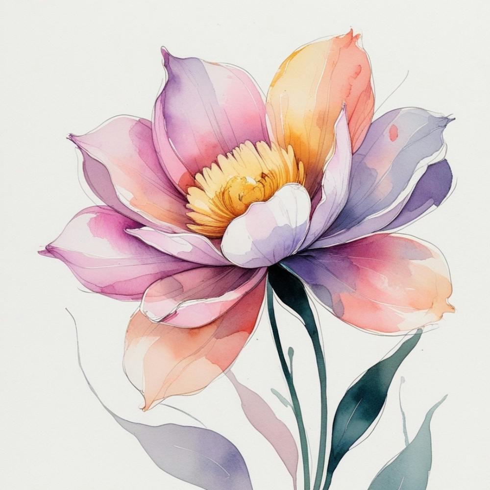 Lotus Flower Watercolor Painting
