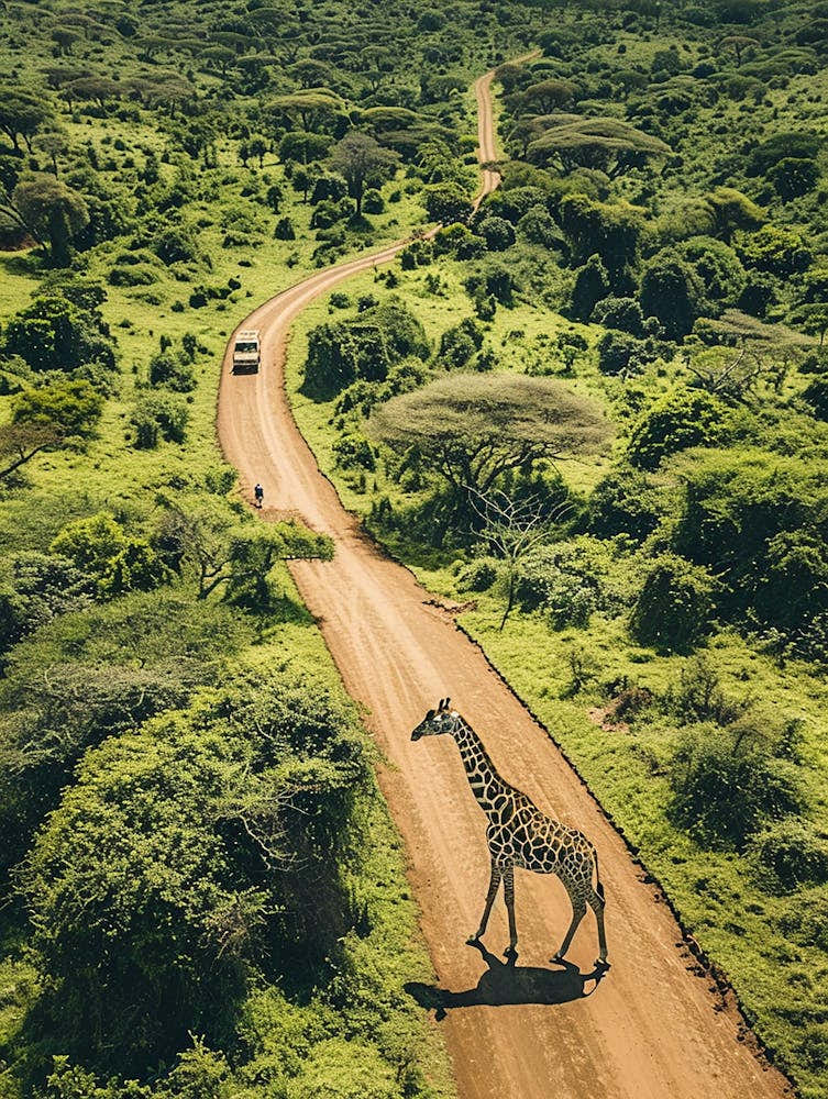 Giraffe Crossing Road
