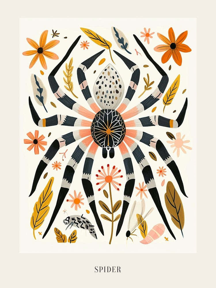 Colourful Insect Illustration Spider 5 Poster