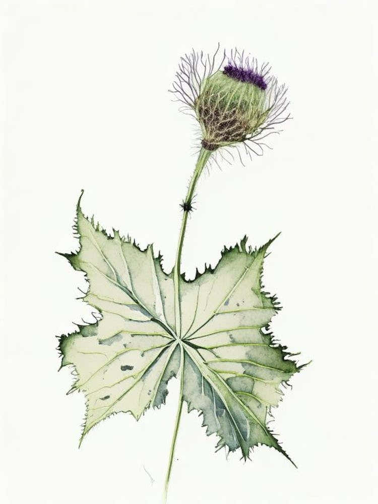 Burdock Herb Minimalist Watercolour 1