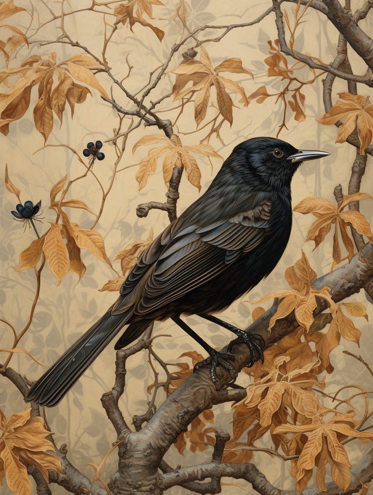 Dark And Moody Botanical Robin 2