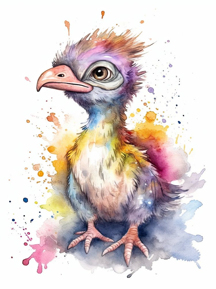 Oviraptor Cute Dinosaur Watercolour 4