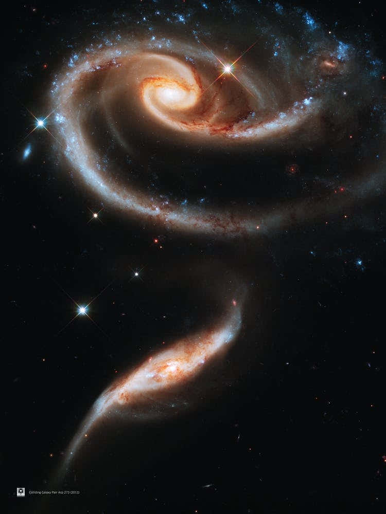 Colliding Galaxy Pair Arp 273 (2011) (NASA Hubble Space Telescope) — space poster, science poster, space photo