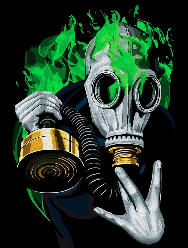 Toxic Gas Mask Neon Flames