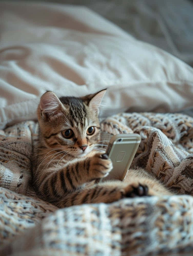 Kitten Playing With A Cell Phone