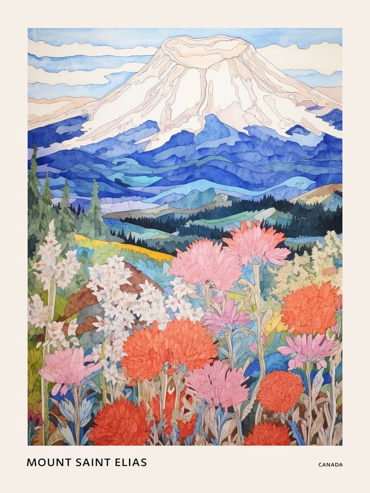 Mount Shasta United States Colourful Mountain Illustration Poster