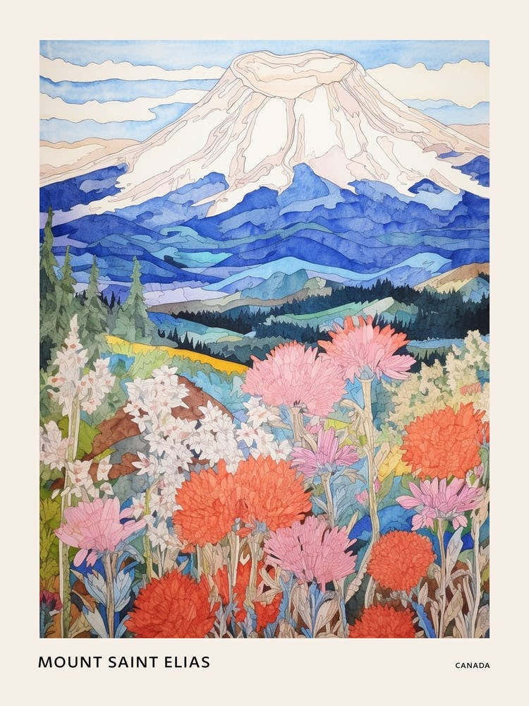 Mount Shasta United States Colourful Mountain Illustration Poster