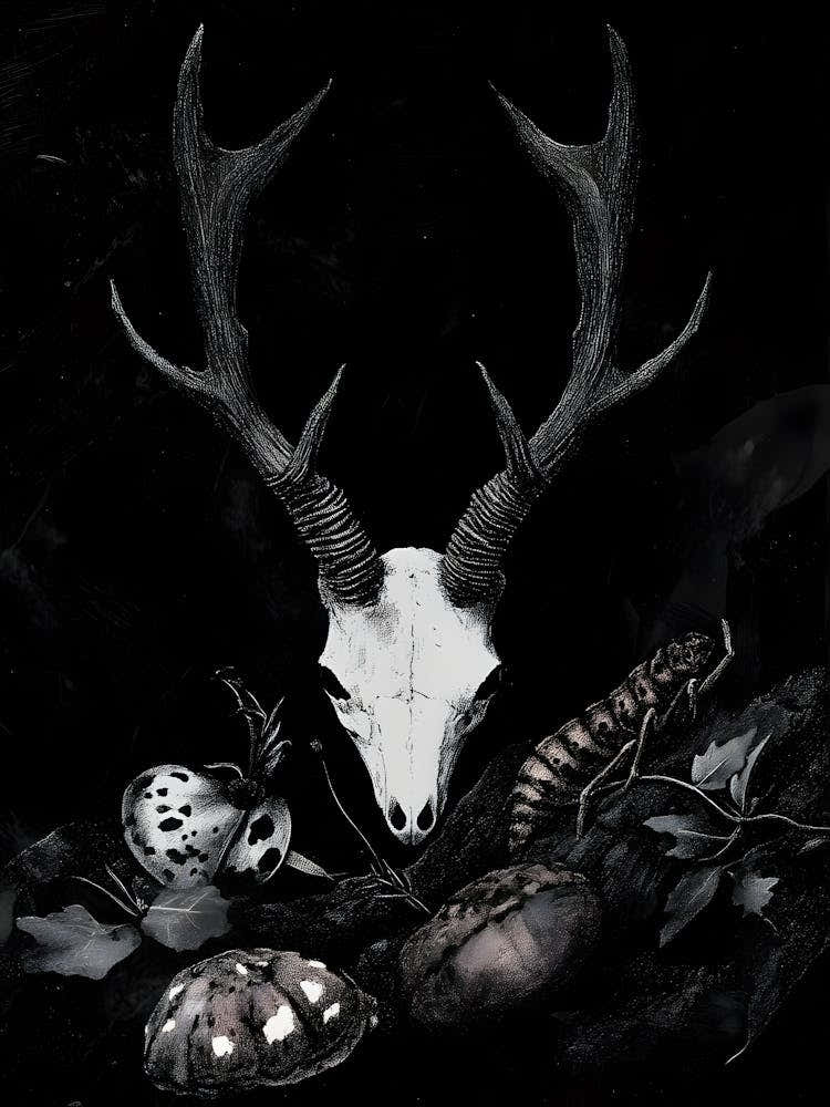 Dark Gothic Deer Skull