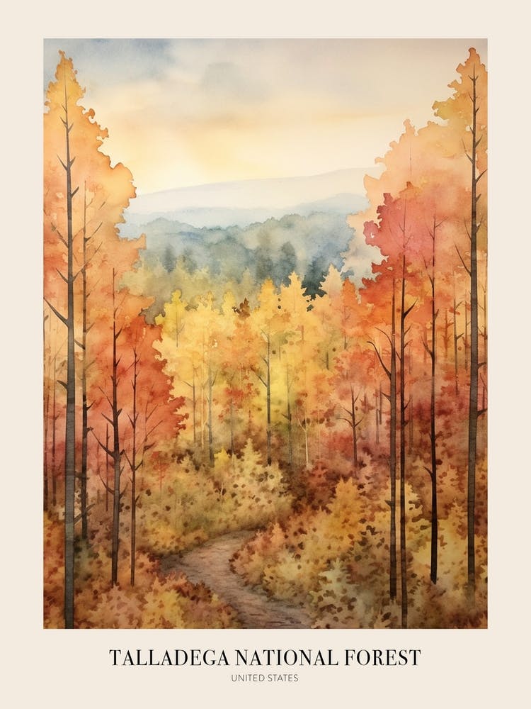 Autumn Forest Landscape Talladega National Forest Poster