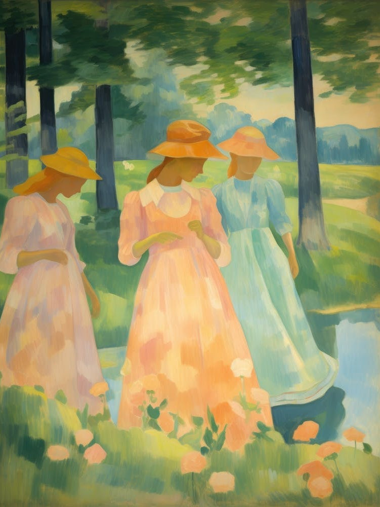 Three Women By The Pond