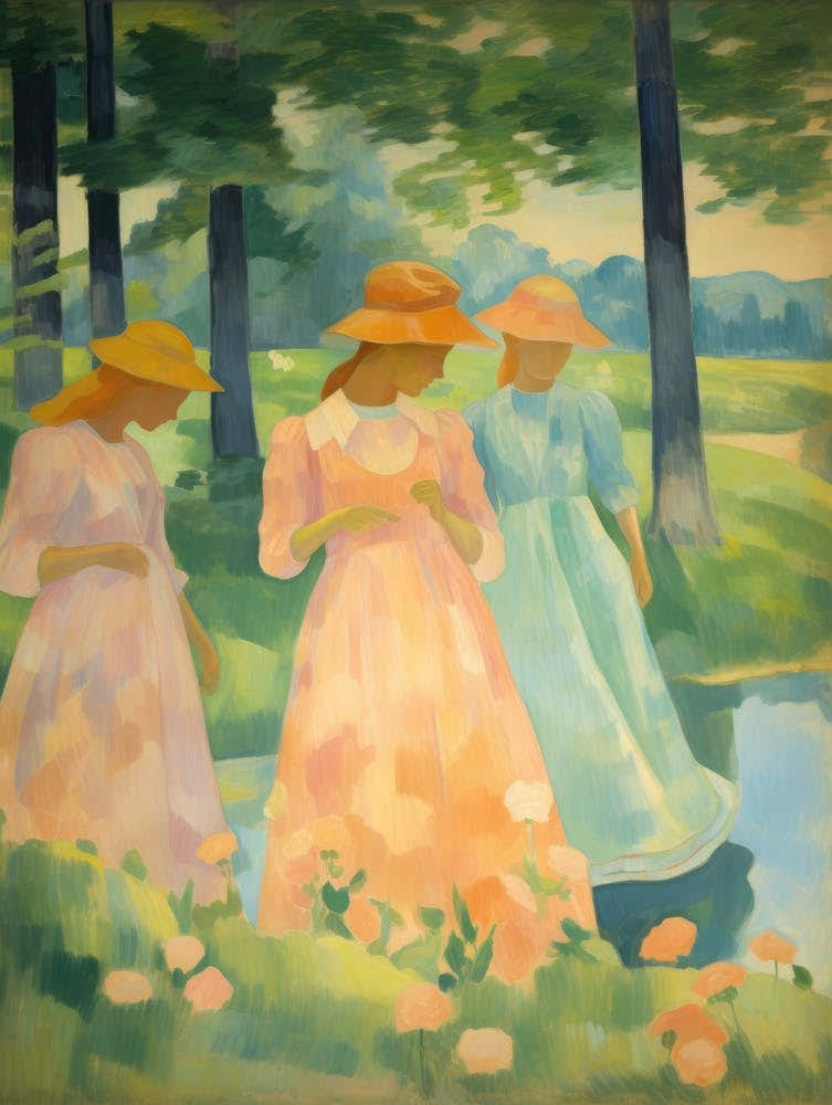 Three Women By The Pond