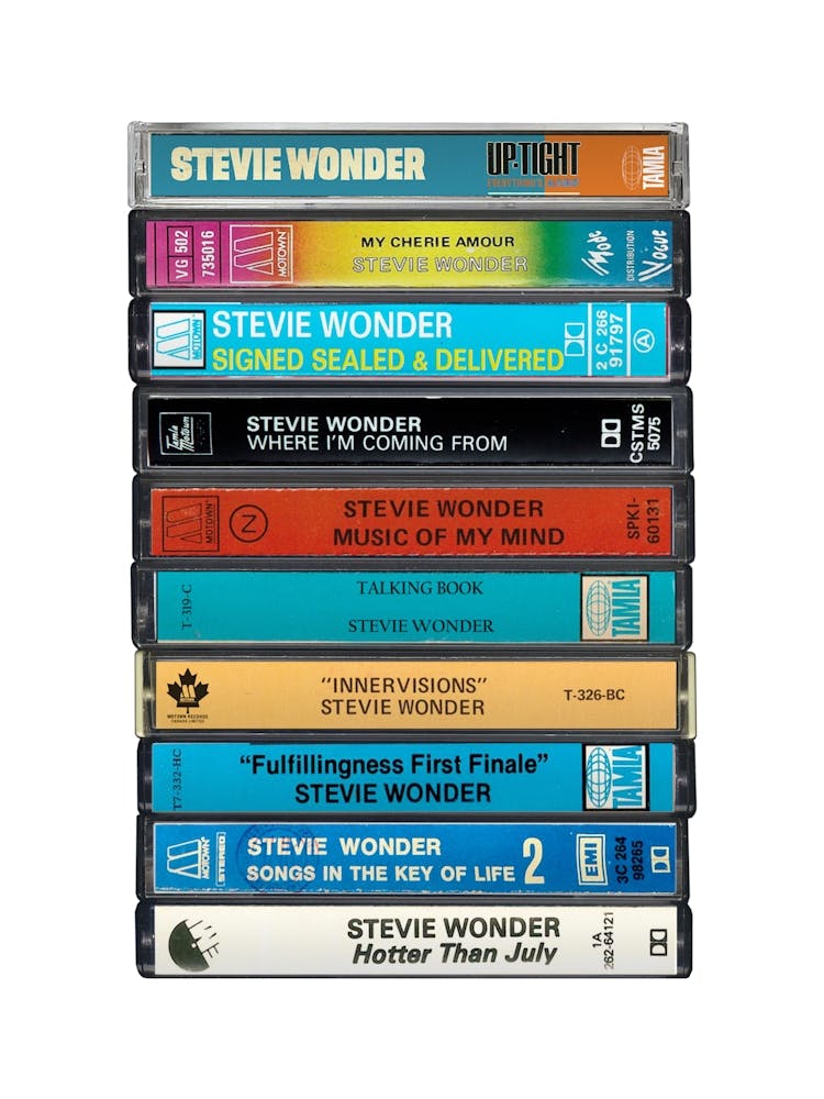 Stevie Wonder - Music Poster - Albums on Cassette Print