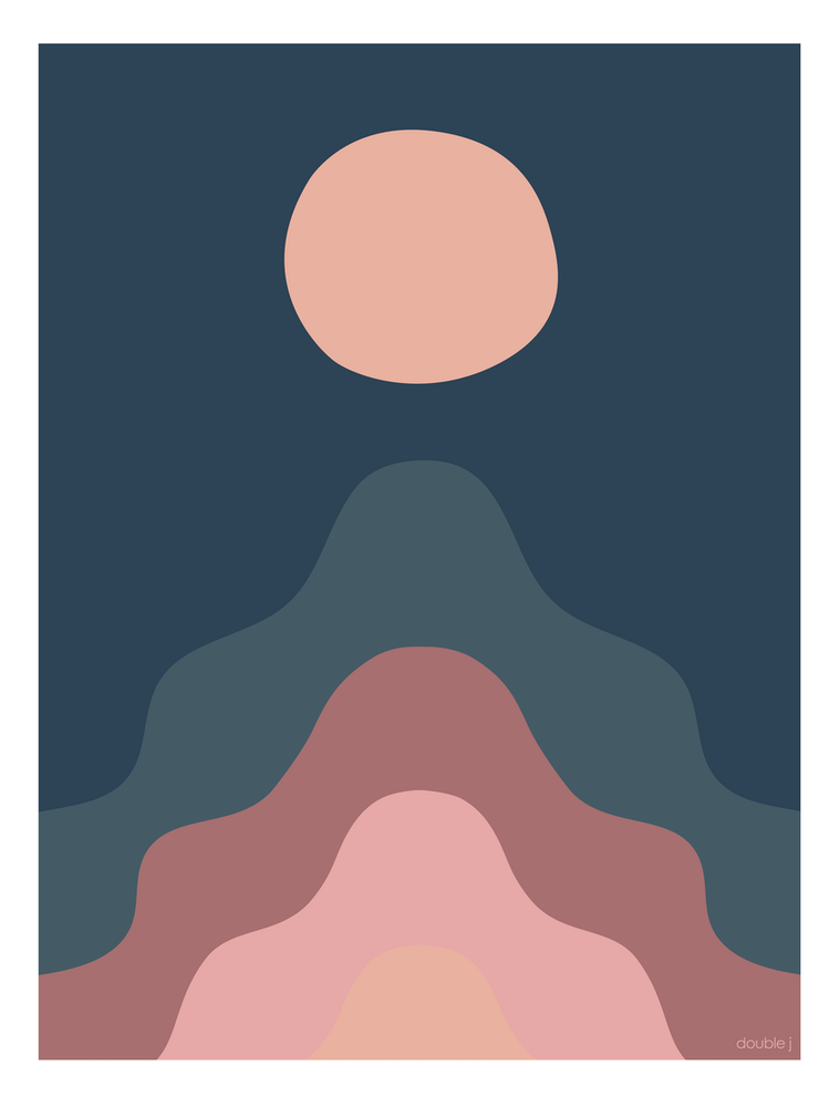 Open Your Mind Dark Blue And Pink Muted Colours Playful Wavy