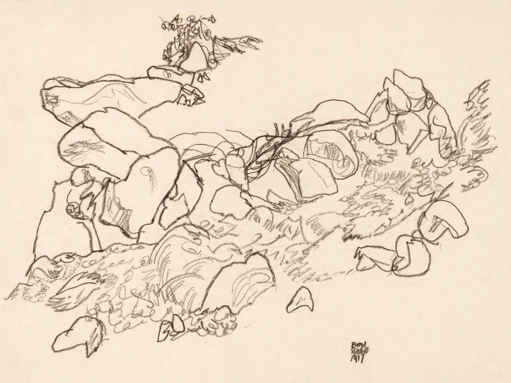 Mountain Stream (1917), Egon Schiele